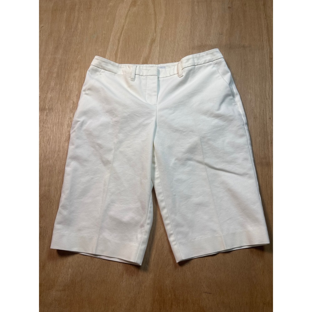 New York and Company White Bermuda Shorts Womens 4 Stretch Cotton Knee Length
